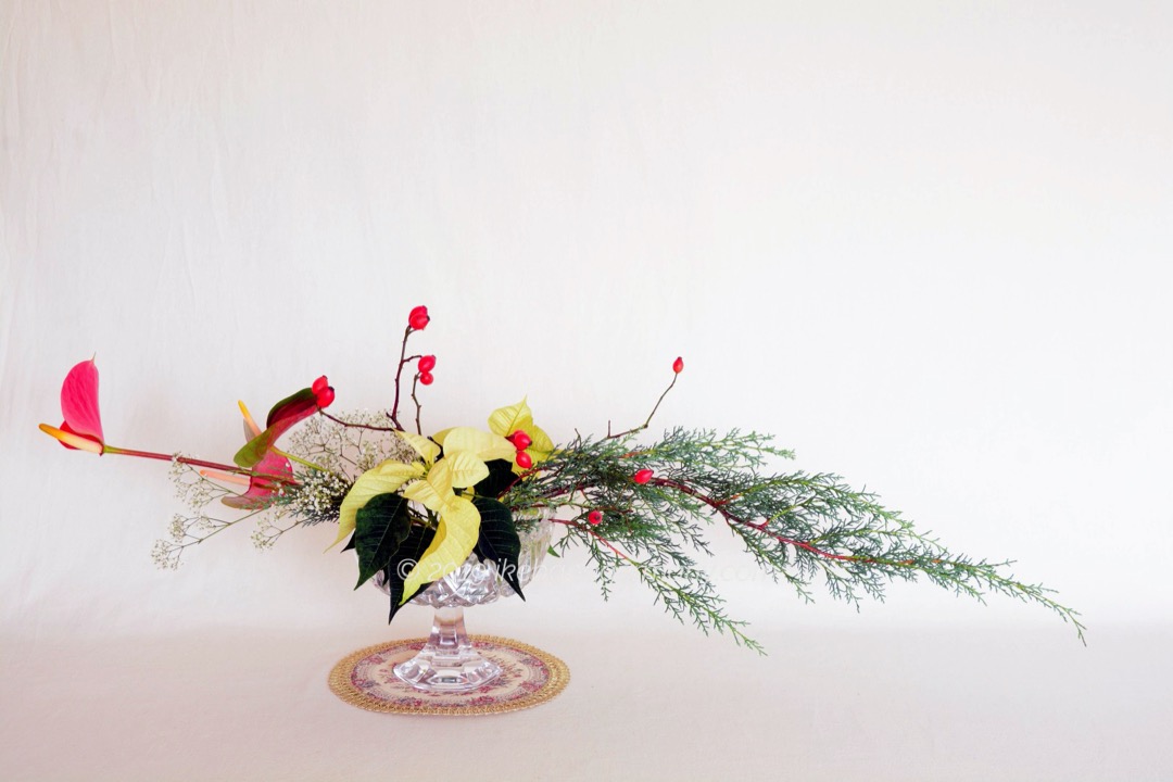 いけばな クリスマス作品 華やかに Ikebana For Christmas
